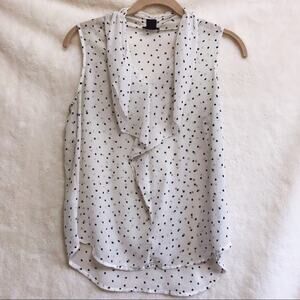 Ann Taylor White And Black Polka Dot Sheer Blouse